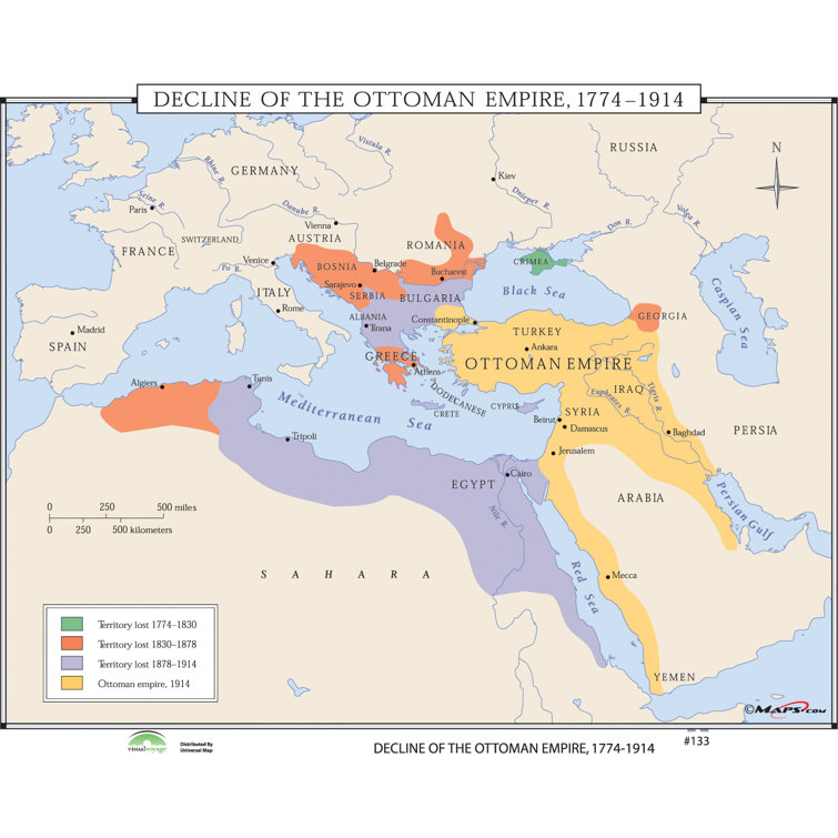 Universal Map World History Wall Maps Decline of Ottoman Empire